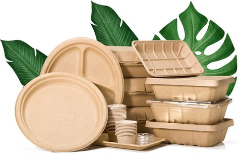 Bolsas y envases compostables colocados sobre mesa blanca