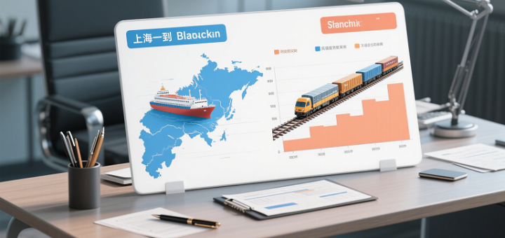 Side-by-side comparison of transit times and costs for sea vs. rail shipping from Shanghai to Prague.