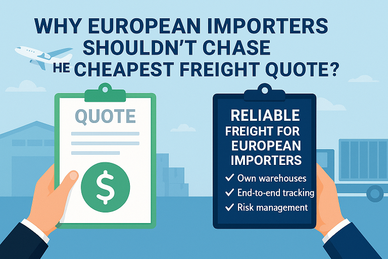 A comparison of a cheap logistics quote and a professional freight provider serving European importers.