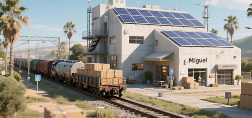 CO₂ emissions per ton-kilometer for air, sea, and solar-powered rail from China to Spain